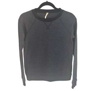 Lucy‎ Quilted Crewneck Sweatshirt Long Sleeve Charcoal Gray XS